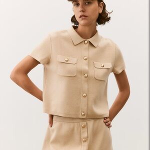 H&M Beige Button-Up Top